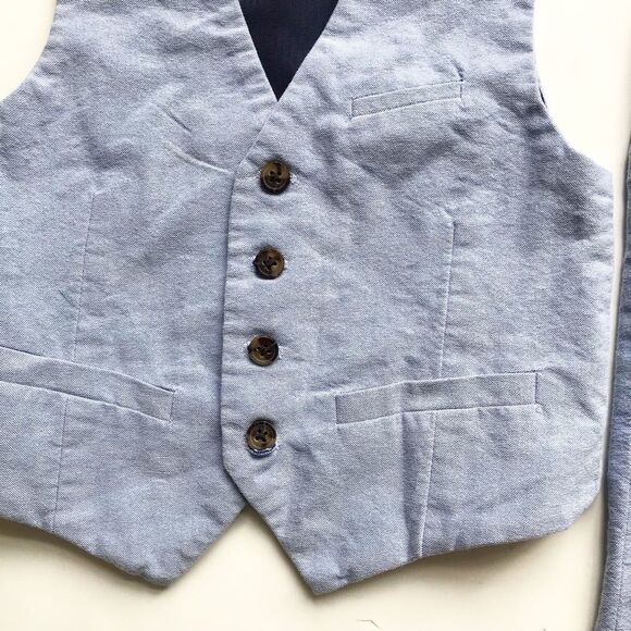 H&M blue vest 5-6Y & dress pant 3-4Y(pant fits like 4-5Y) set VGUC - Picture 2 of 10